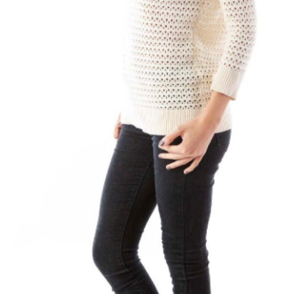 ANN TAYLOR LOFT Beige Chunky Knit Net Sweater SMALL - Picture 5 of 7